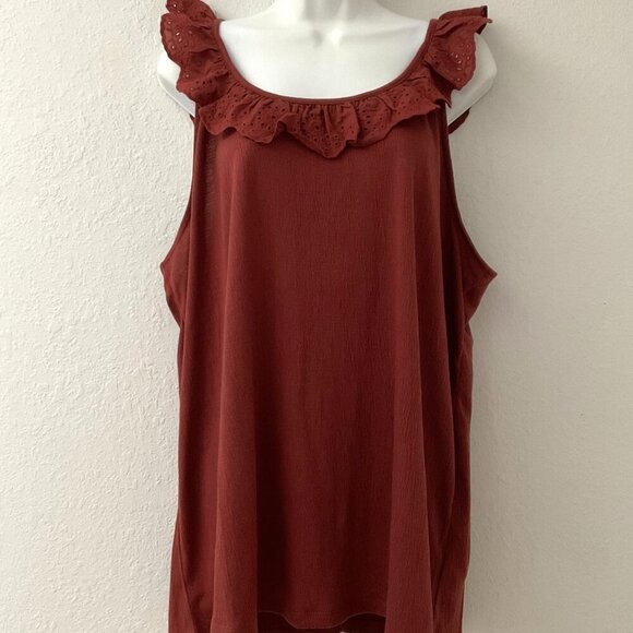 NEW CATO MERLOT LACE SLEEVELESS PLUS TOP 18-20W - Picture 1 of 10